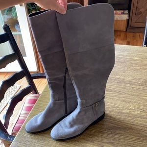 Cole Haan over the knee light grey suede boots